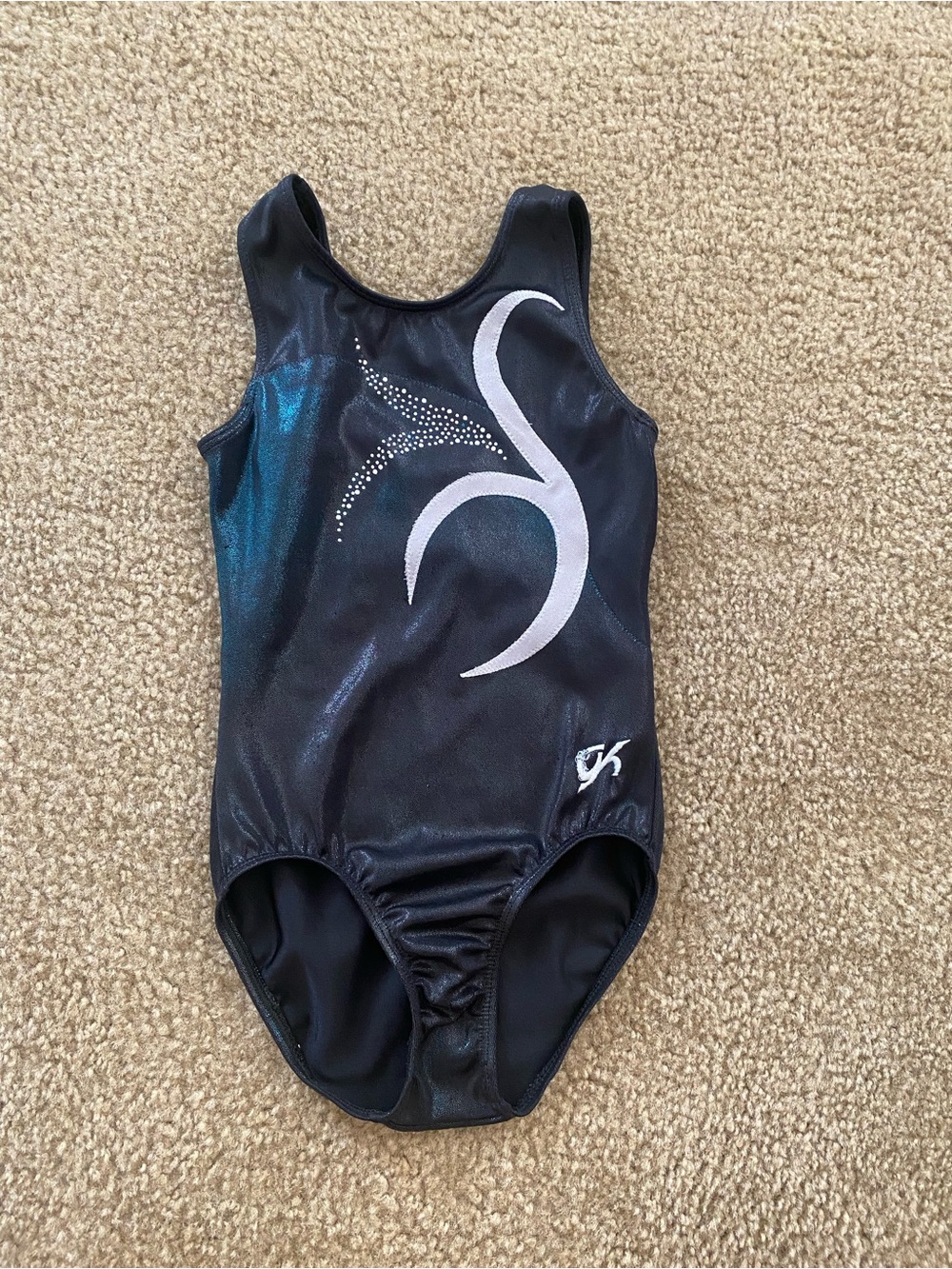 GK Elite Metallic Navy Teal Rhinestone Gymnastics Leotard